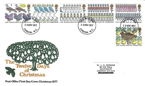 23/11/1977  GB FDC - The Twelve Days of Christmas - GPO First Day Cover