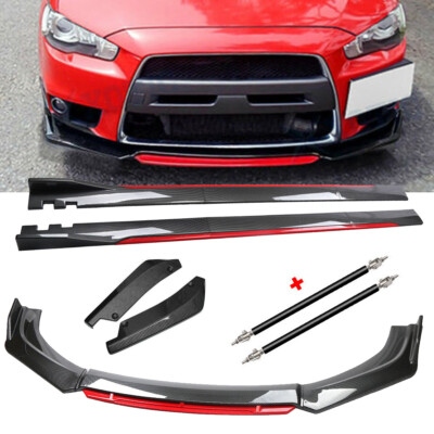 Carbon Fiber Front Lip Chin Bumper Body Kit Side Skirt For Mitsubishi Lancer EVO