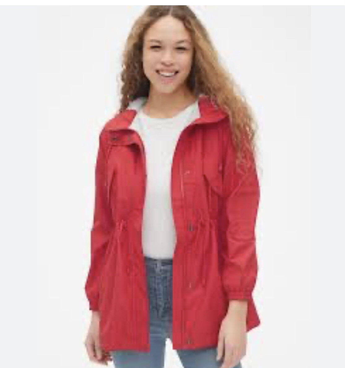 Gap Bright Red Mid Length Light Jacket Size S cot… - image 1