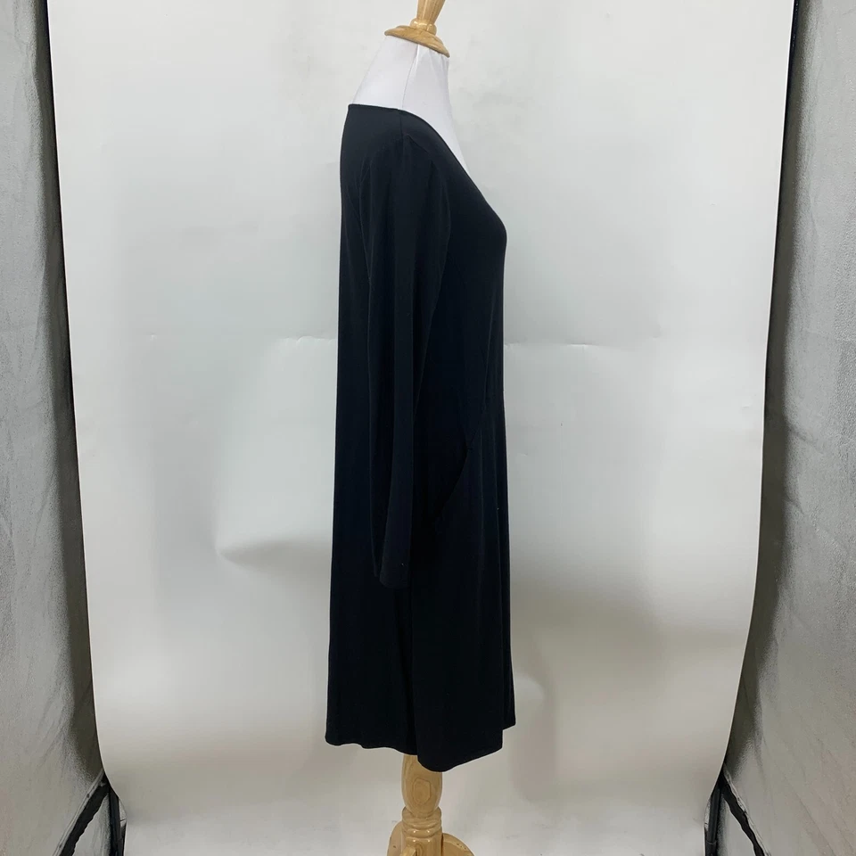 Garnet Hill эластичной платье женщин S черный длинным рукавом декольте карманы Flowy - Изображение 4 из 4