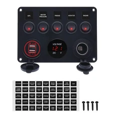 Geloo 5 Gang Rocker Switch Panel for Boat Marine Switch Panel Waterproof 12V ...