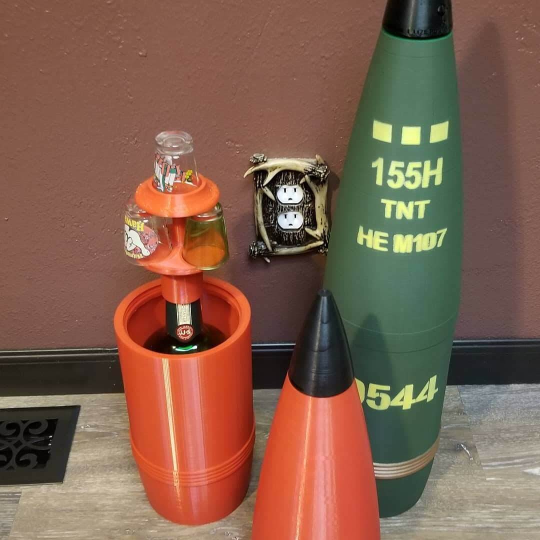 3D Printed 155mm D544 M107 Artillery WhiskeyStash Bigbore