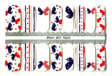 4th of July Butterflies Nail Polish Strips / Nail Wraps / Nail Stickers