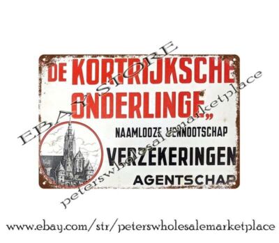 DE KORTRIJKSCHE INSURANCE AGENCY metal tin sign kitchen interior design