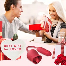 Rose Clit G-spot Vibrator Oral Sucking Thrusting Dildo Bullet Sex Toys For Women