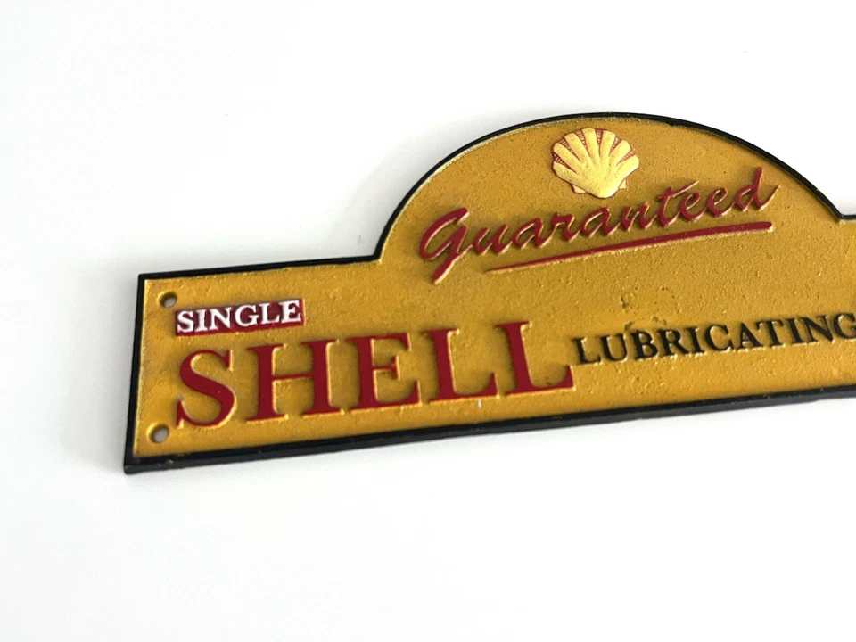 Shell Cast Iron Sign Garage Showroom Mancave Large Gas Station Yellow - Image 4 of 4