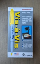 Box YELLOW Vis-A-Vis Vintage Wet-Erase Overhead Projector Transparency Markers