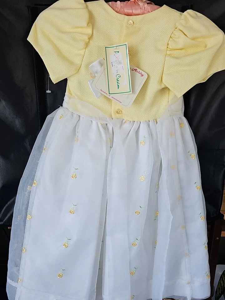 Hermoso VESTIDO Barrett NIÑAS Peaches n Cream NUEVO Talla 5 Alto Amarillo ¡NUEVO LINDO! Foto 2 de 4