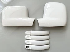 GLOSS WHITE WING MIRROR 4 DOOR HANDLE COVERS FITS VW CADDY 2003-20 MK3 MK4 MAXI