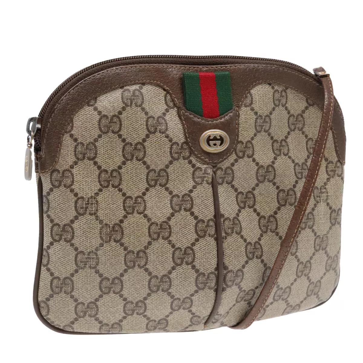 Sac à bandoulière GUCCI GG Supreme Web Sherry Line PVC beige or authentique ep5636