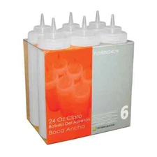 Thunder Group 24 oz Wide Mouth Clear Plastic Squeeze Bottle - 6 Per Pack