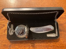 Geneva Collection Series Pocket Watch Knife Set, New Battery, Running, NR