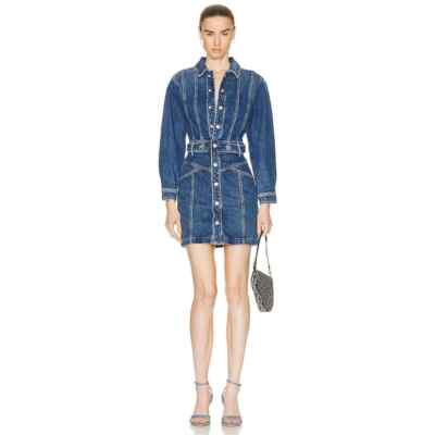 white christmas dresses The Sydney Cinch Waist Dress in Denim – Liza Byrd main image 1