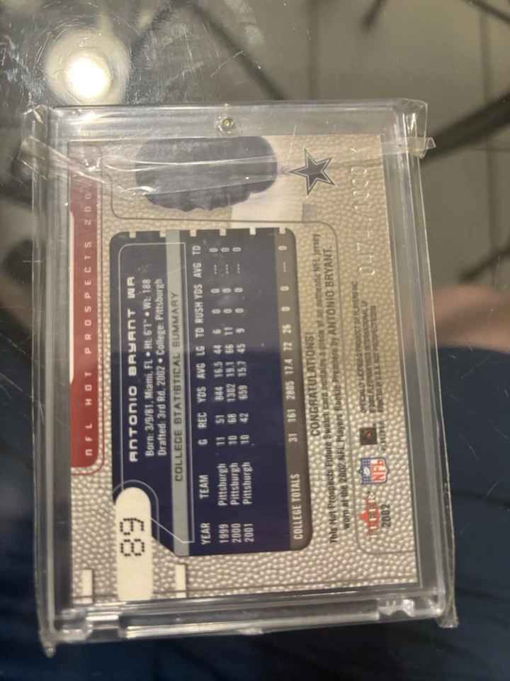 2002 Fleer Hot Prospects - Future Swatch #89 Antonio Bryant /1000 (MEM, RC) - Image 2 of 2