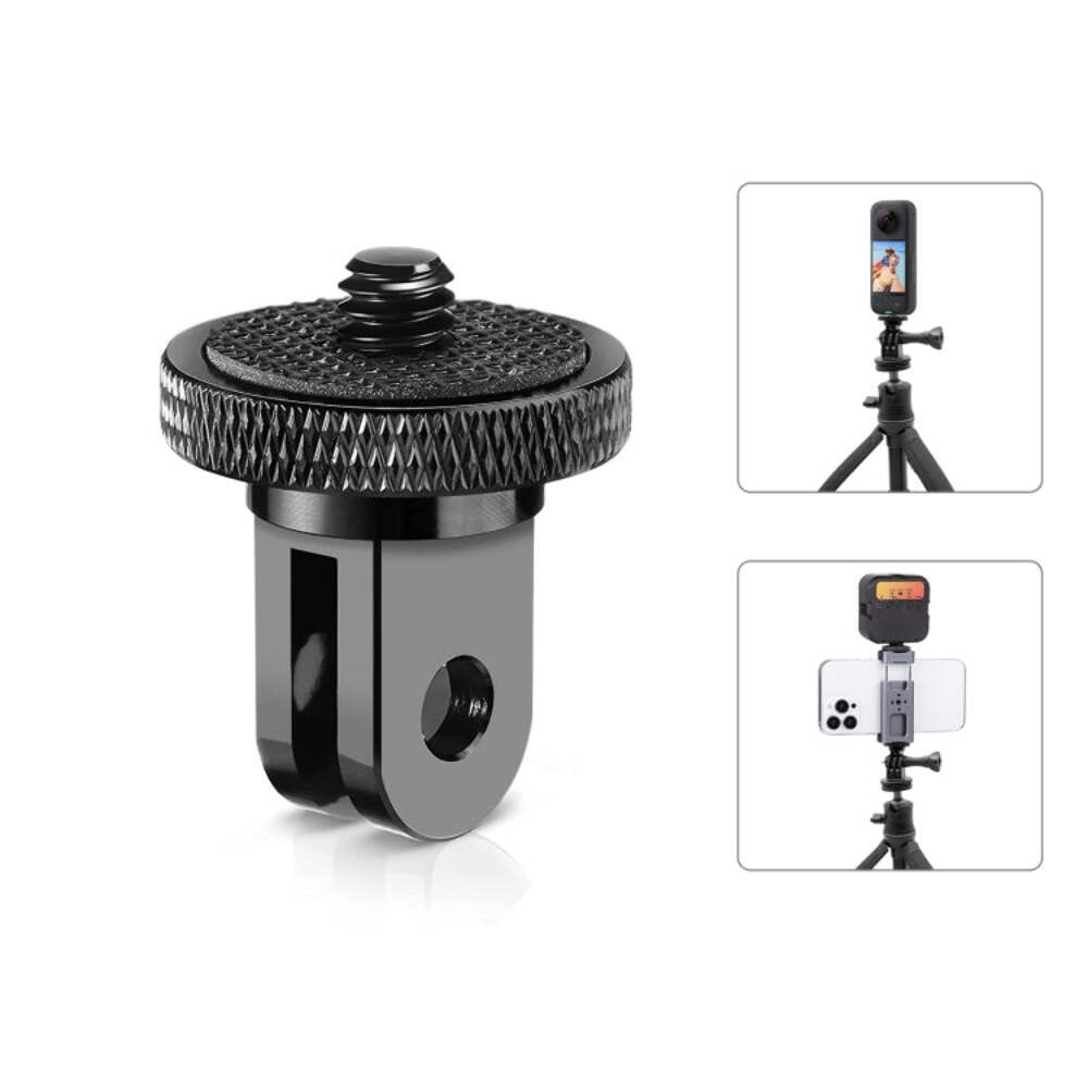 PULUZ 1/4 inch Screw Metal Tripod Mount Action Camera Adapter (Black)