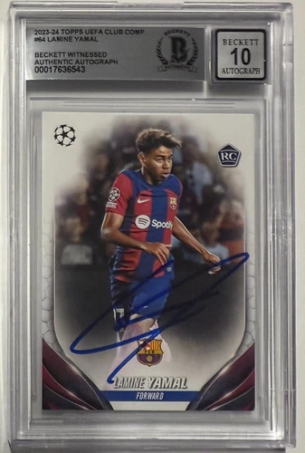 2023-24 Topps UCC #64 Lamine Yamal Signed Rookie RC Beckett BAS Auto 10