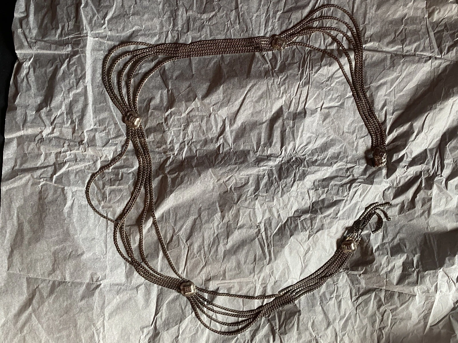 Ceinture chaîne drapé vintage CHRISTIAN DIOR 5 brins argent 27 pouces