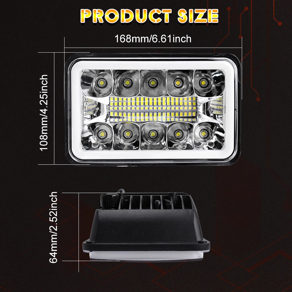 Faros LED altos/bajos de 4x6"" con DRL para Peterbilt 379 378 Freightliner FLD120 4 un. Foto 2 de 4