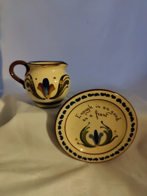 Aller Vale Devon Motto Ware Scandy Krug FRISCH VON DER KUH & Tellerboden markiert