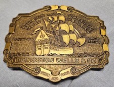 Livingston Wells  Co. Foreign  Domestic Gold Dealers Vintage Belt Buckle