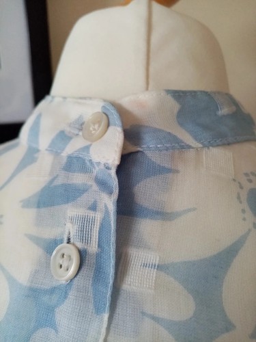 70s Vintage Blue Floral Summer Blouson Dress Jaeger Sheer Bodice Lined Skirt - Picture 7 of 10