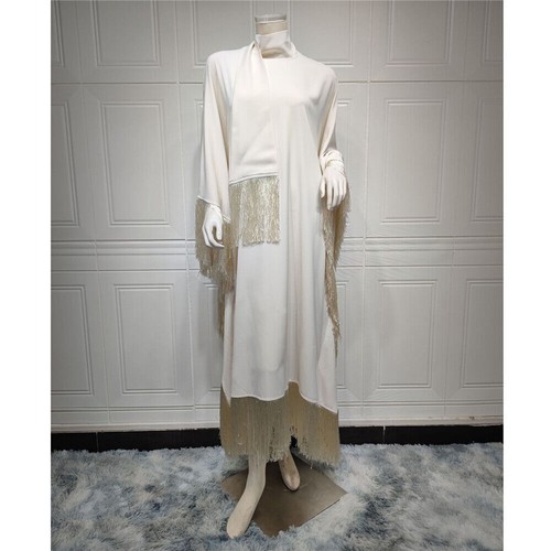 Muslim Women Long Dress Kaftan Batwing Sleeve Abaya Evening Party Gown Tassels - Picture 33 of 71