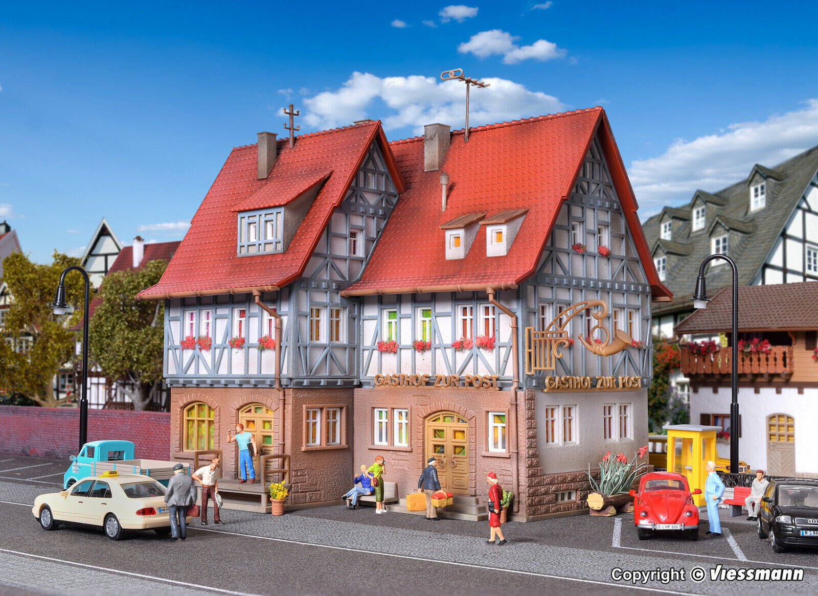 Vollmer 43637 Gasthaus zur Post mit LED Beleuchtung Bausatz HO NEU