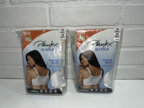 NEW! Lot of 2 PLAYTEX 44B White Posture Boost Front Close Bras $78
