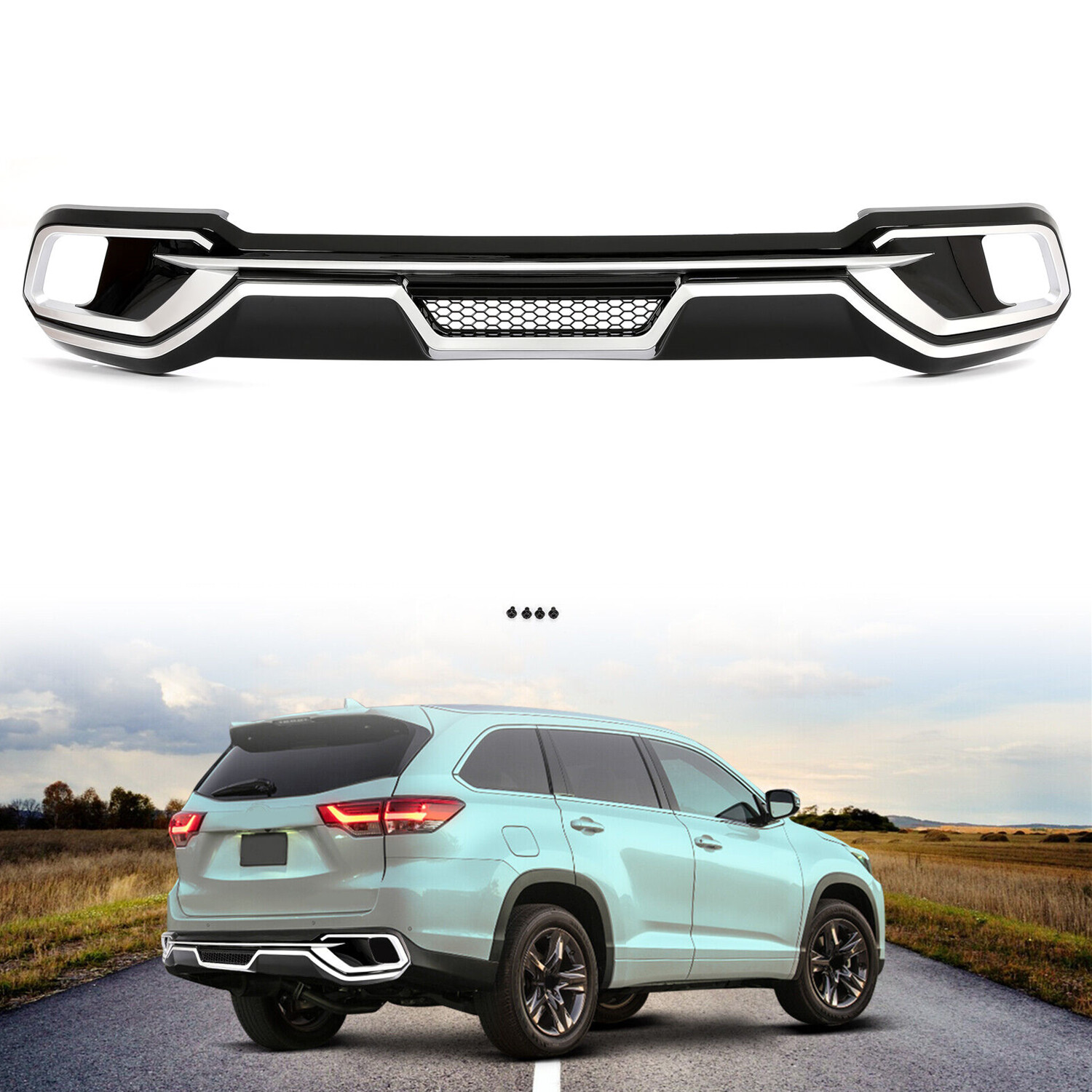 Fits Toyota Highlander 17 18 19 Rear Bumper Lip Diffuser Spoiler Guard ...