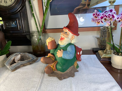 RARE Vintage Heissner Gnome Beer Stein MUSHROOM Hard Plastic Rubber Gorgeous