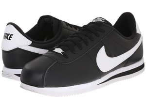 nike cortez basic leather black white