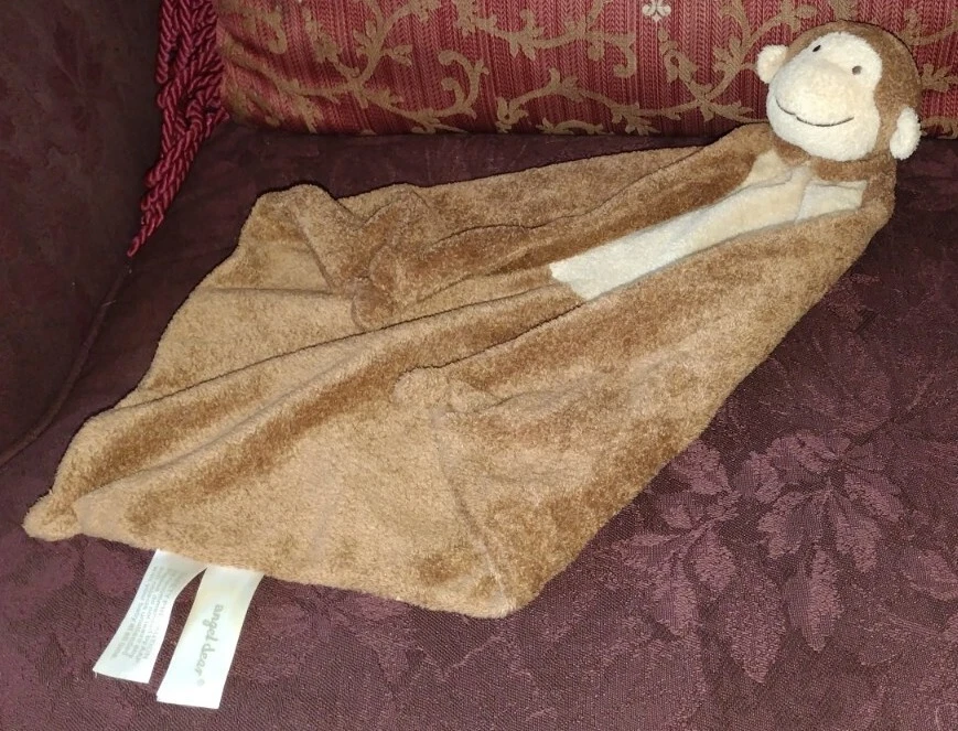 Angel Dear MONKEY милое коричневое защитное одеяло детская плюшевая игрушка 12 дюймов x 12 дюймов пустое N - Изображение 3 из 3
