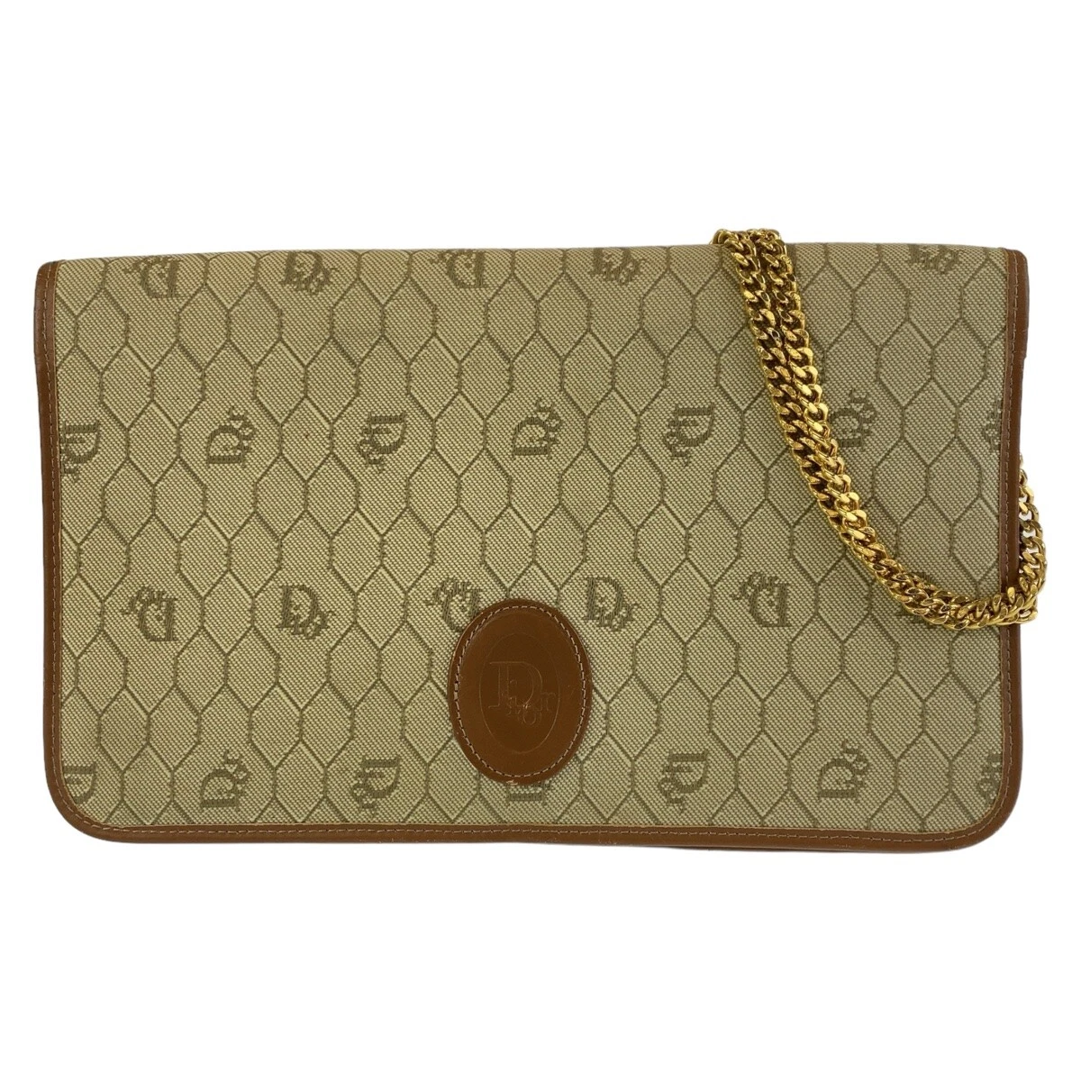 Sac bandoulière Dior vintage motif nid d'abeille chaîne bandoulière beige marron