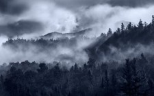 Landscape nature mist forest mountains clouds sun rays Custom Gaming Mat Desk