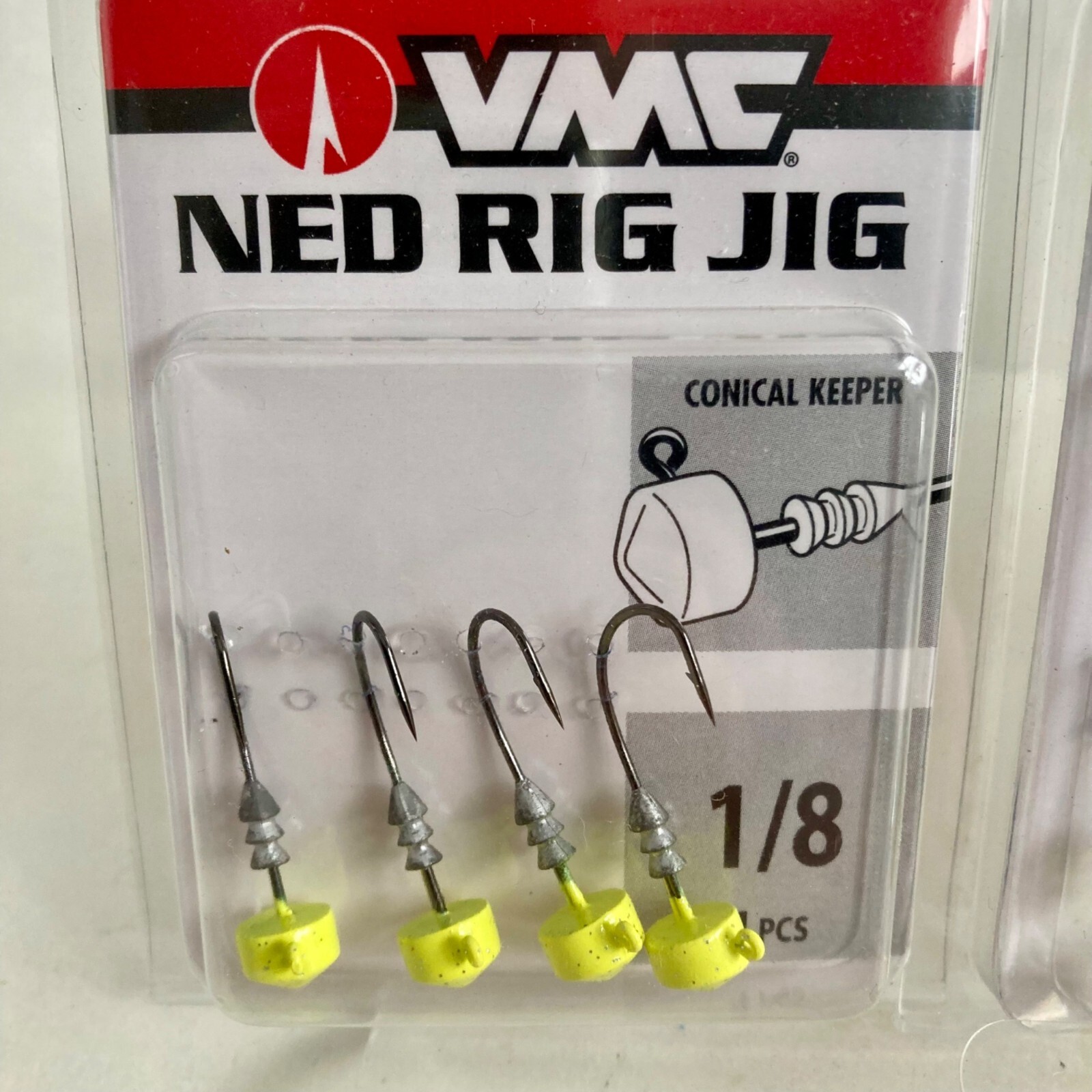 Lot 4 Packs VMC Ned Rig Jigs, 16 TOTAL JIGS! 1/8 oz Chartreuse & Green ...