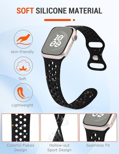 Sport Band Soft Breathable Silicone Strap For Apple Watch Ultra 9 8 7 SE 6 5 4 3 - Zdjęcie 38 z 66