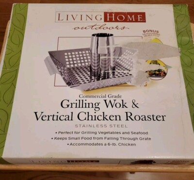 Living Home Outdoors Commercial Grade Grilling Wok & Vertical Chicken Roaster