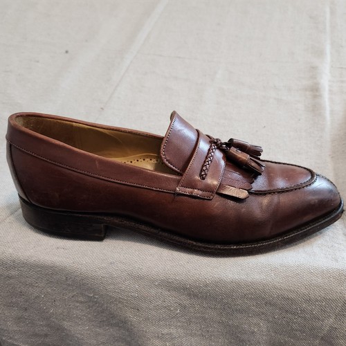 Johnston Murphy Tassel Loafers Mens 9 D/B Chestnut Brown Leather Kiltie Slip On