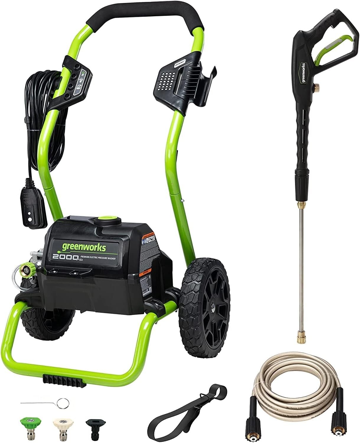Greenworks 2000 PSI (13 Amp) Electric Pressure Washer (Wheels For Transport / 20
