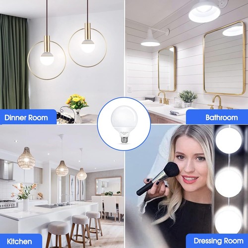 G25 LED Vanity Light Bulbs, 100W Globe 4 Count(Pack of 1), Daylight White - Picture 3 of 8