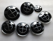 For Bmw Black Emblem Wheel Center Caps Badges 7pcs Set 8274mm 68mm 45mm Hood