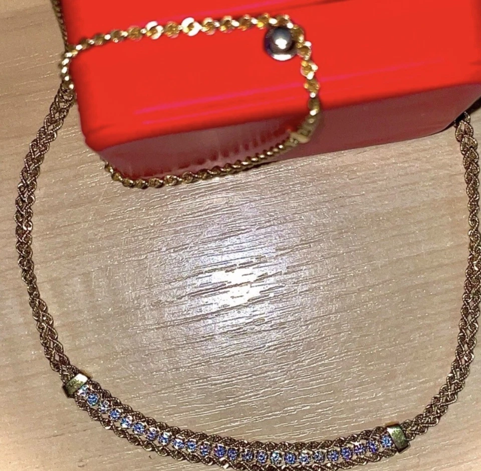 925 黄色纯银 Cz 签名 RL 秘鲁项链 17.5 英寸套装带手链 — 第 3/4 张图片