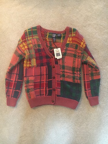 Gap Kids Hand Knit Sweater - Pink Multicolor V-Neck - 100% Cotton - Size Medium - Picture 2 of 7