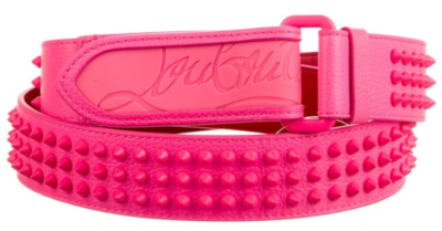 $590 CHRISTIAN LOUBOUTIN Loubi Metallic Leather Spike Belt (90 cm