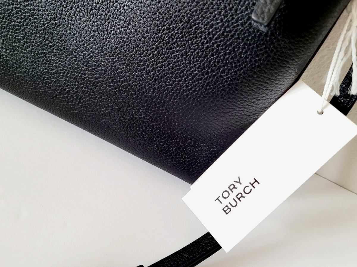 Tory Burch Mercer Pebbled Leather Zip Crossbody Bag Black NEW W