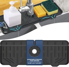 Kitchen Sink Faucet Splash Guard 14.25"x5.7", Black: 14.3"x5.7" 