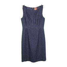 Tory Burch Jackson Shimmer Sheath Navy Dress Size 10 Style 51121437