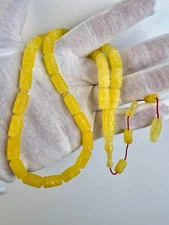 Natural Ukraine amber 29.7g ISLAMIC 33+3 PRAYER ROSARY BEADS Hand-carved design