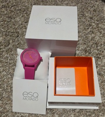 ESQ Movado One Pink Silicone Straps Analog Date Dial Quartz Wrist Watch