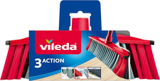 Vileda 3Action Besen - Kombination Von 3 Borsten - Für Staub, Groben Schmutz Und